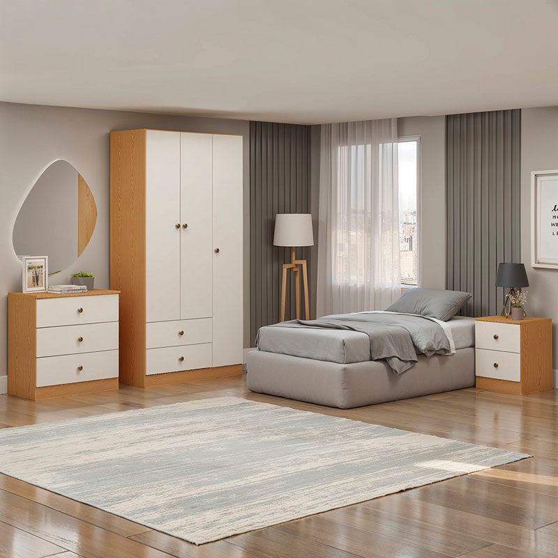 Set Clóset 3 Puertas 2 Cajones + Cómoda 3 Cajones + Velador 2 Cajones