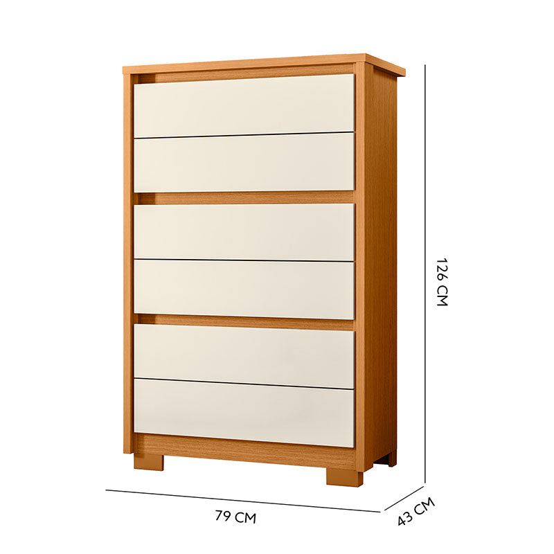 Cómoda Unno Beige 6 Cajones
