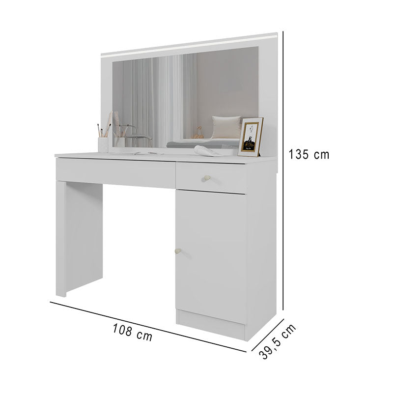Tocador Nina Blanco 1 Cajón 1 Puerta Luz Led