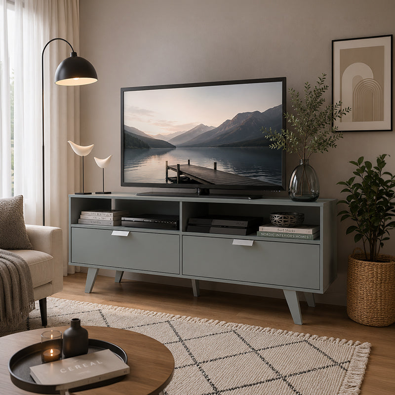 Rack TV Oslo Gris 2 Puertas Hasta TV de 55"