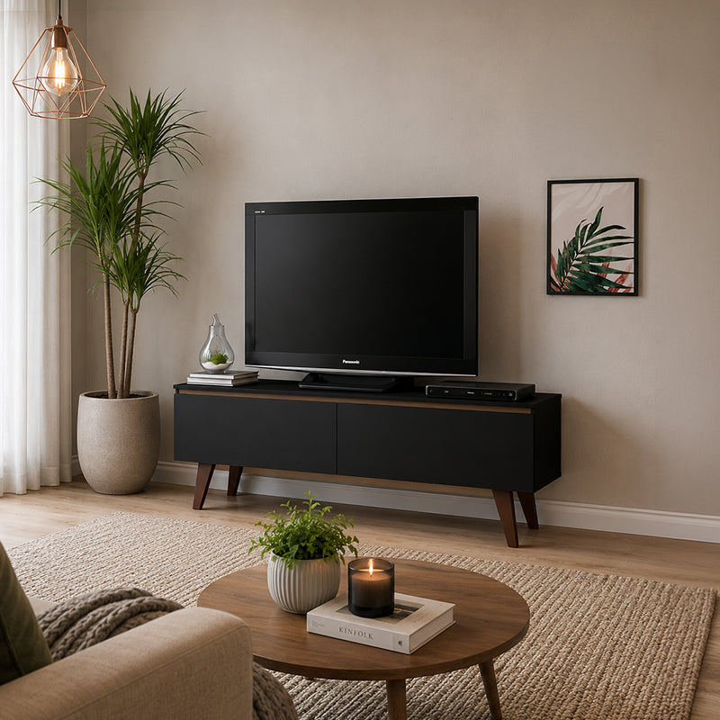 Rack TV Le Mans Oscuro 2 Puertas Hasta TV de 55"