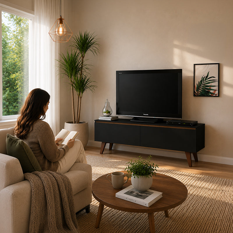 Rack TV Le Mans Oscuro 2 Puertas Hasta TV de 55"