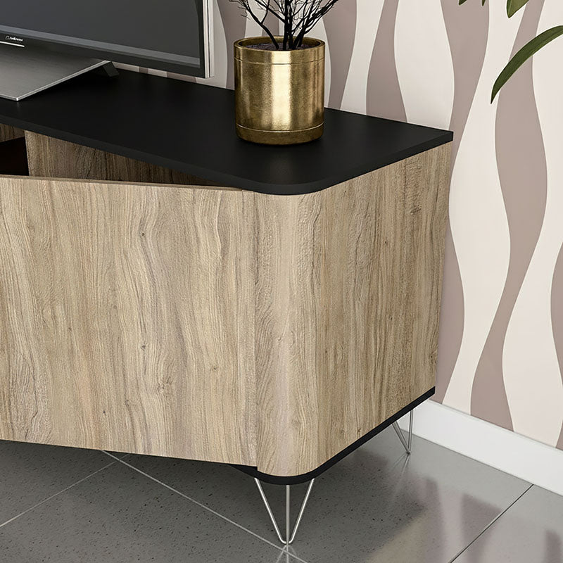 Rack TV Cartagen Rustic Oscuro 2 Puertas Hasta TV de [Pendiente]