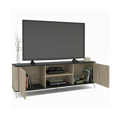 Rack TV Cartagen Rustic Oscuro 2 Puertas Hasta TV de [Pendiente]