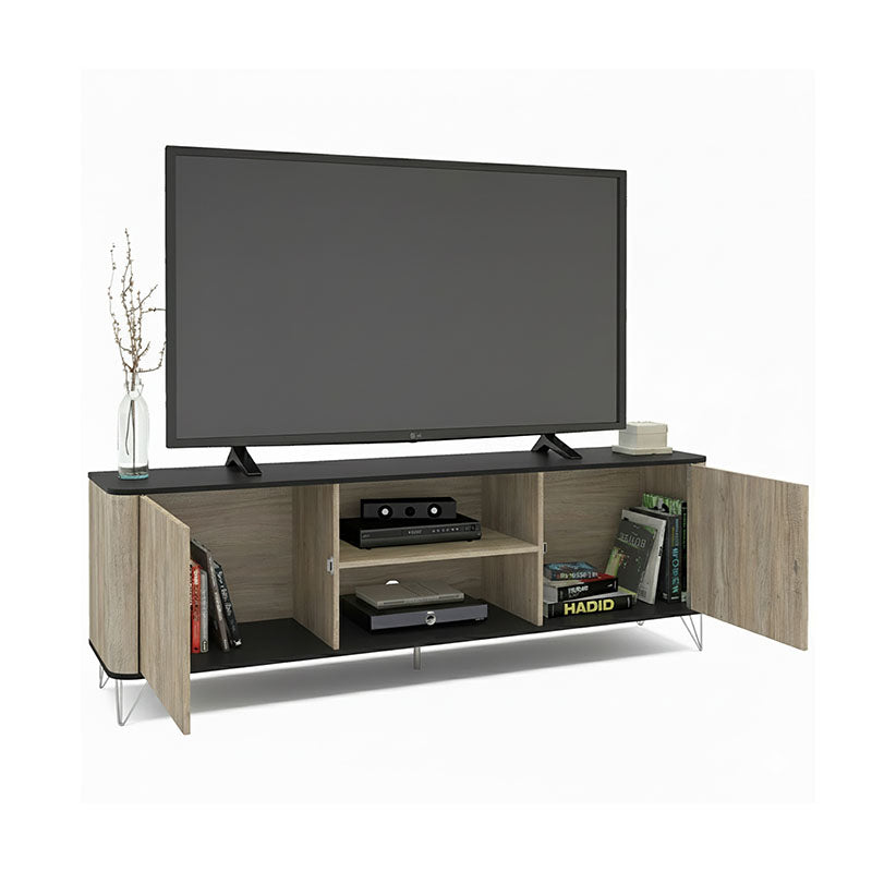 Rack TV Cartagen Rustic Oscuro 2 Puertas Hasta TV de [Pendiente]