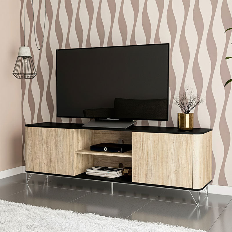 Rack TV Cartagen Rustic Oscuro 2 Puertas Hasta TV de [Pendiente]
