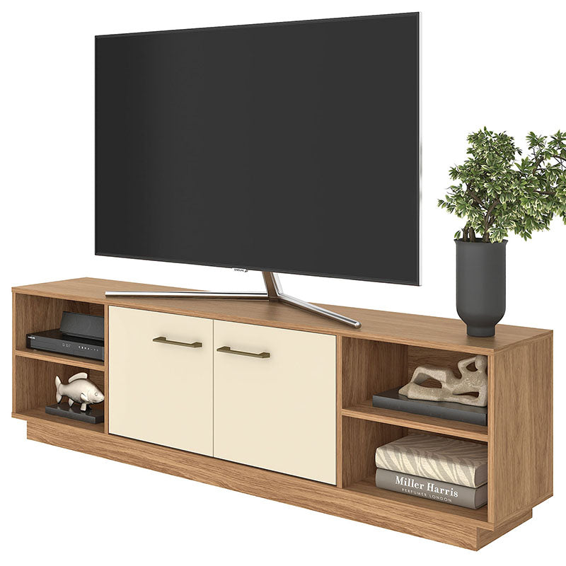 Rack Tv Nova 2 Puertas Hasta 70 Pulgadas Café/Beige
