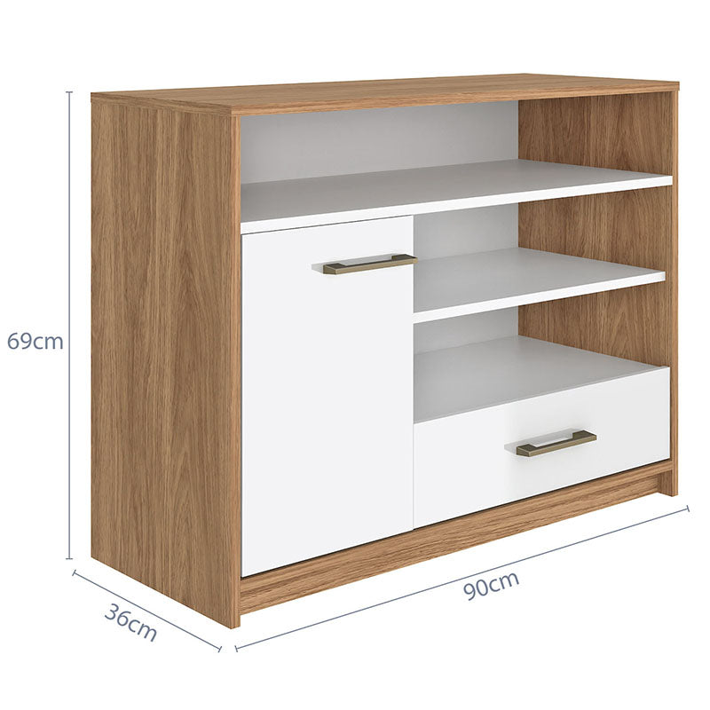 Rack Tv Hera 1P 1C Cafe con Blanco
