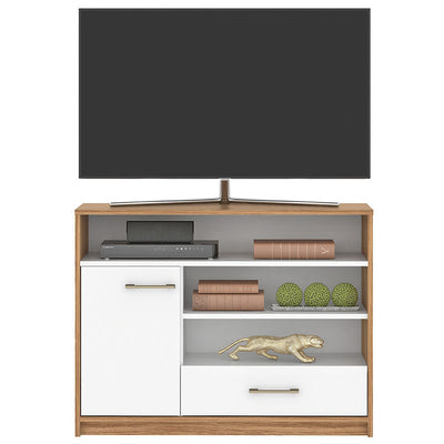 Rack Tv Hera 1P 1C Cafe con Blanco