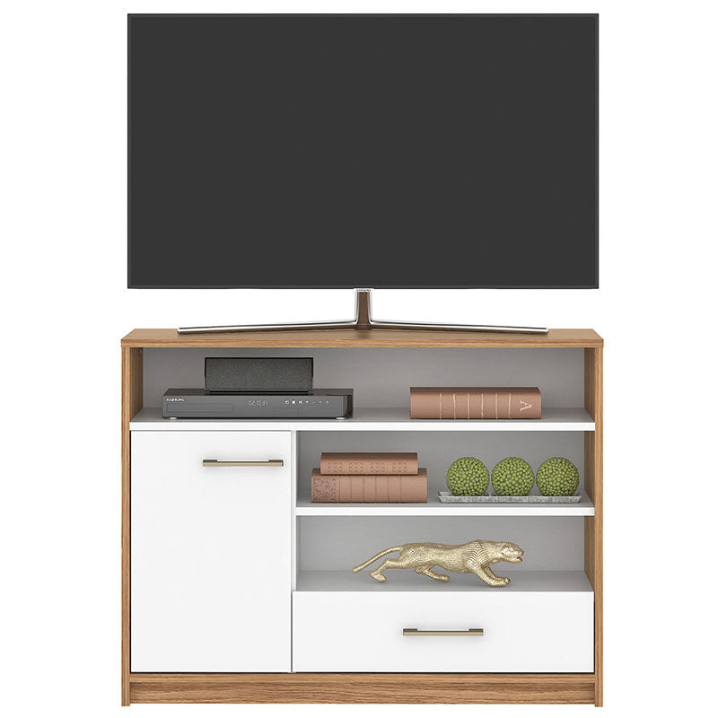 Rack Tv Hera 1P 1C Cafe con Blanco