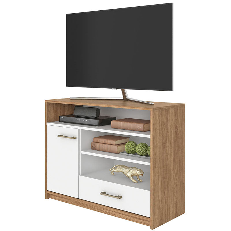 Rack Tv Hera 1P 1C Cafe con Blanco