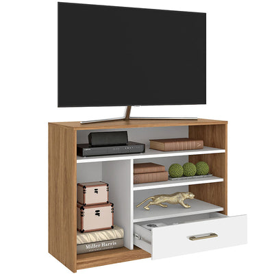 Rack Tv Hera 1P 1C Cafe con Blanco