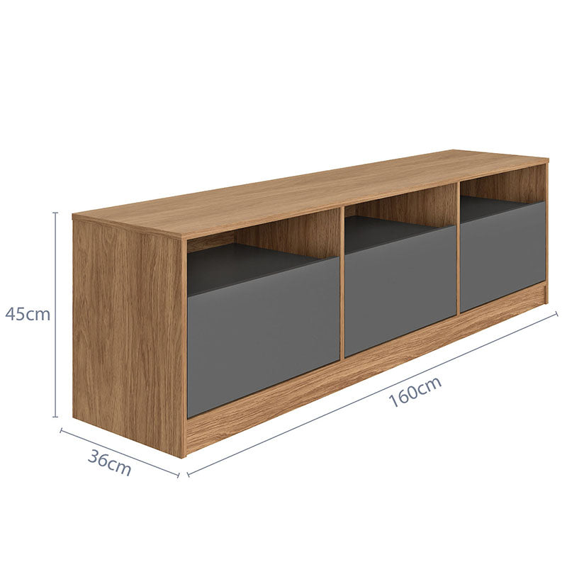 Rack Tv Atlas 3 Cajones Café/Grafito