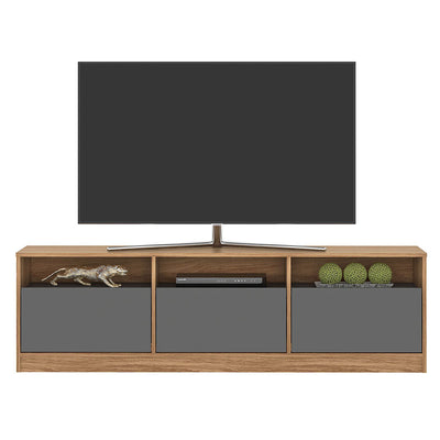 Rack Tv Atlas 3 Cajones Café/Grafito