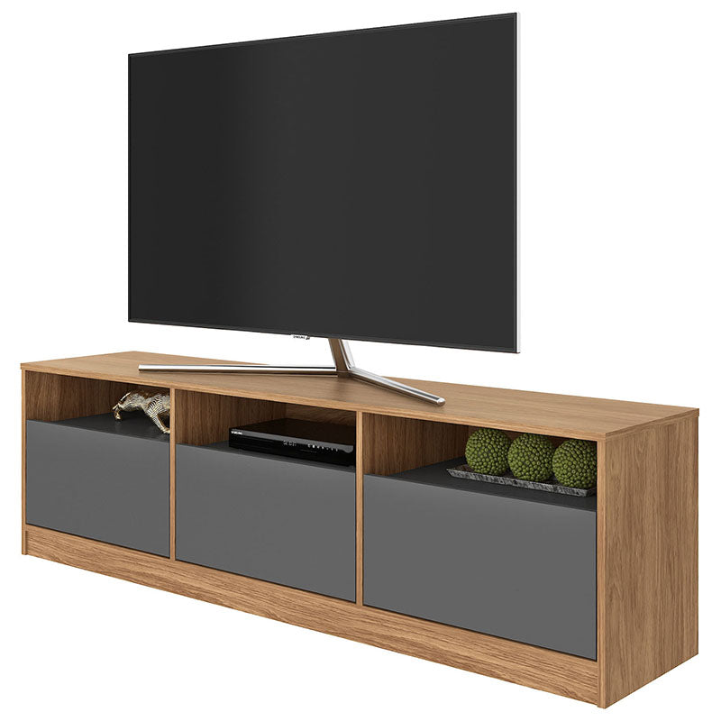 Rack Tv Atlas 3 Cajones Café/Grafito