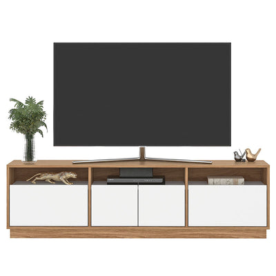 Rack Tv Atlas 2 Puertas 2 Cajones Hasta 70 Pulgadas Café/Blanco