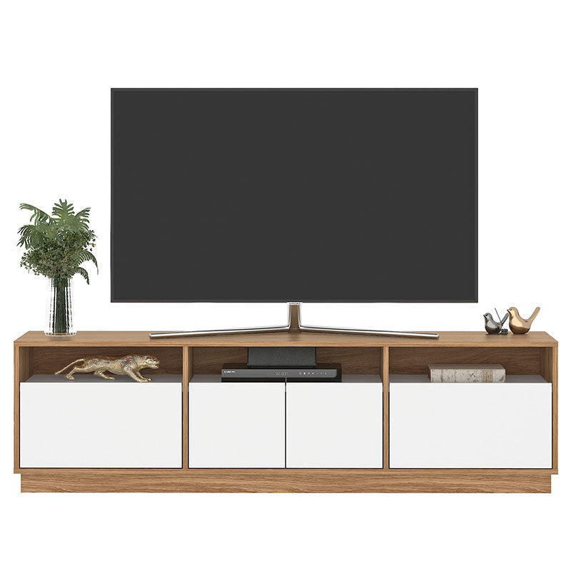 Rack Tv Atlas 2 Puertas 2 Cajones Hasta 70 Pulgadas Café/Blanco