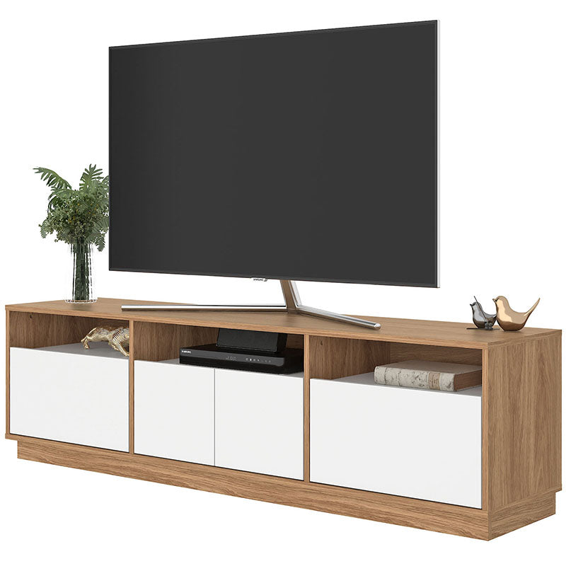 Rack Tv Atlas 2 Puertas 2 Cajones Hasta 70 Pulgadas Café/Blanco