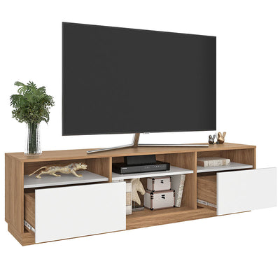 Rack Tv Atlas 2 Puertas 2 Cajones Hasta 70 Pulgadas Café/Blanco
