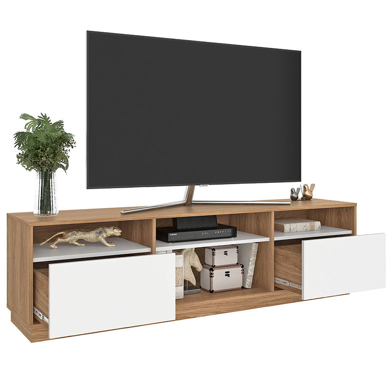 Rack Tv Atlas 2 Puertas 2 Cajones Hasta 70 Pulgadas Café/Blanco