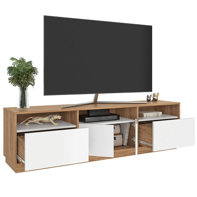 Rack Tv Atlas 2 Puertas 2 Cajones Hasta 70 Pulgadas Café/Blanco