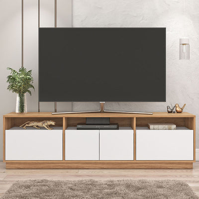 Rack Tv Atlas 2 Puertas 2 Cajones Hasta 70 Pulgadas Café/Blanco