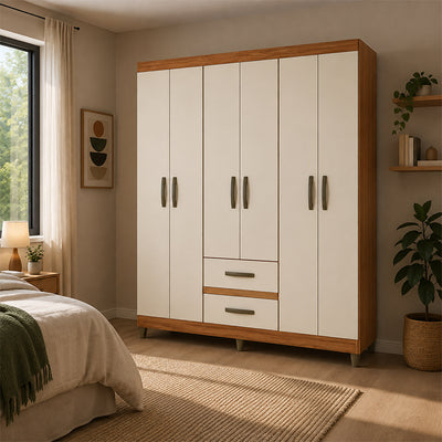 Clóset Coimbra Beige 6 Puertas 2 Cajones