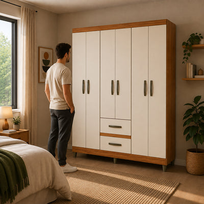 Clóset Coimbra Beige 6 Puertas 2 Cajones