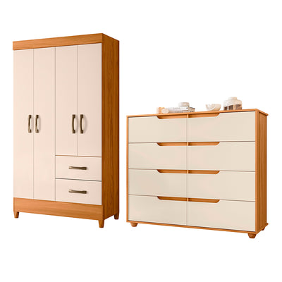 Combo Clóset 4 Puertas + Cómoda Dob Carv