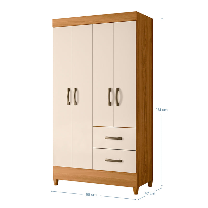 Combo Clóset 4 Puertas + Cómoda Dob Carv