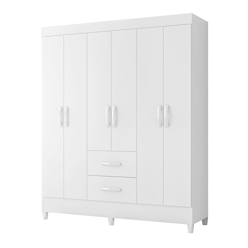 Set Clóset 6 Puertas 2 Cajones + Cómoda 4 Cajones Blanco