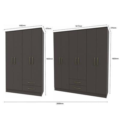 Set Closets 4 Puertas 2 Cajones + Clóset 6 Puertas 2 Cajones Negro