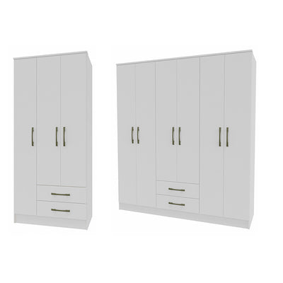 Set Clóset 3 Puertas 2 Cajones + Clóset 6 Puertas 2 Cajones Blanco