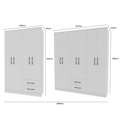Set Clóset 4 Puertas 2 Cajones + Clóset 6 Puertas 2 Cajones Blanco