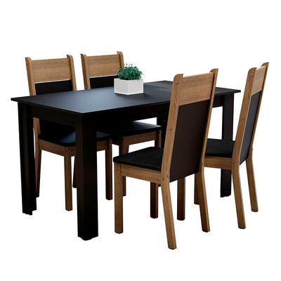 Comedor Lola Nelly 4 Sillas Negro (136x75x76 Cm)