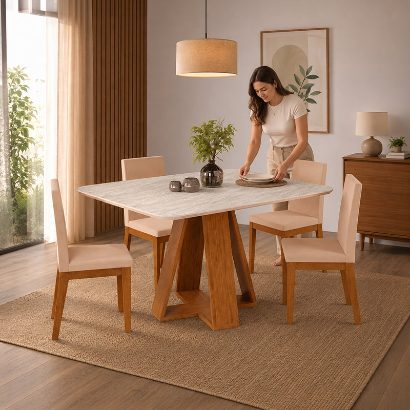 Comedor Celeste Suzy 4 Sillas