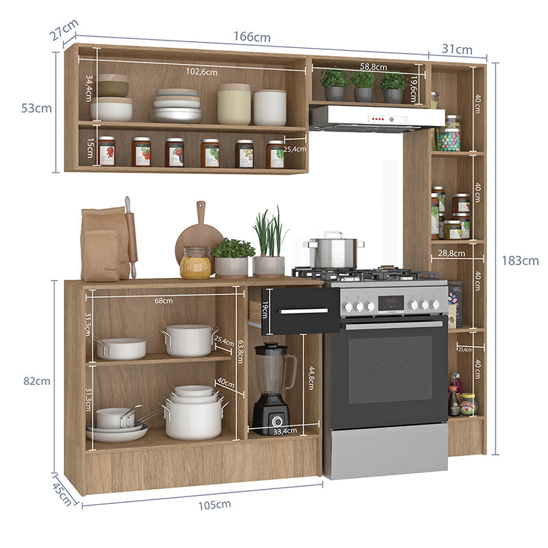 Cocina Modular Madri Simple Negro