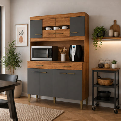 Kit Cocina Laura Grafito 8 Puertas 2 Cajones