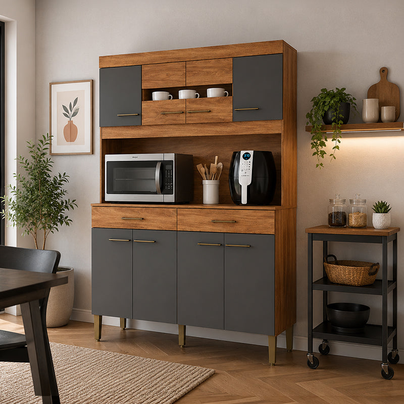 Kit Cocina Laura Grafito 8 Puertas 2 Cajones