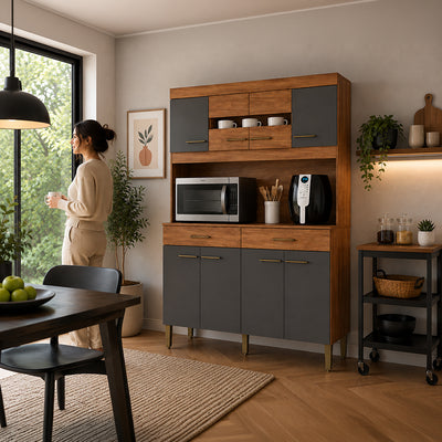 Kit Cocina Laura Grafito 8 Puertas 2 Cajones