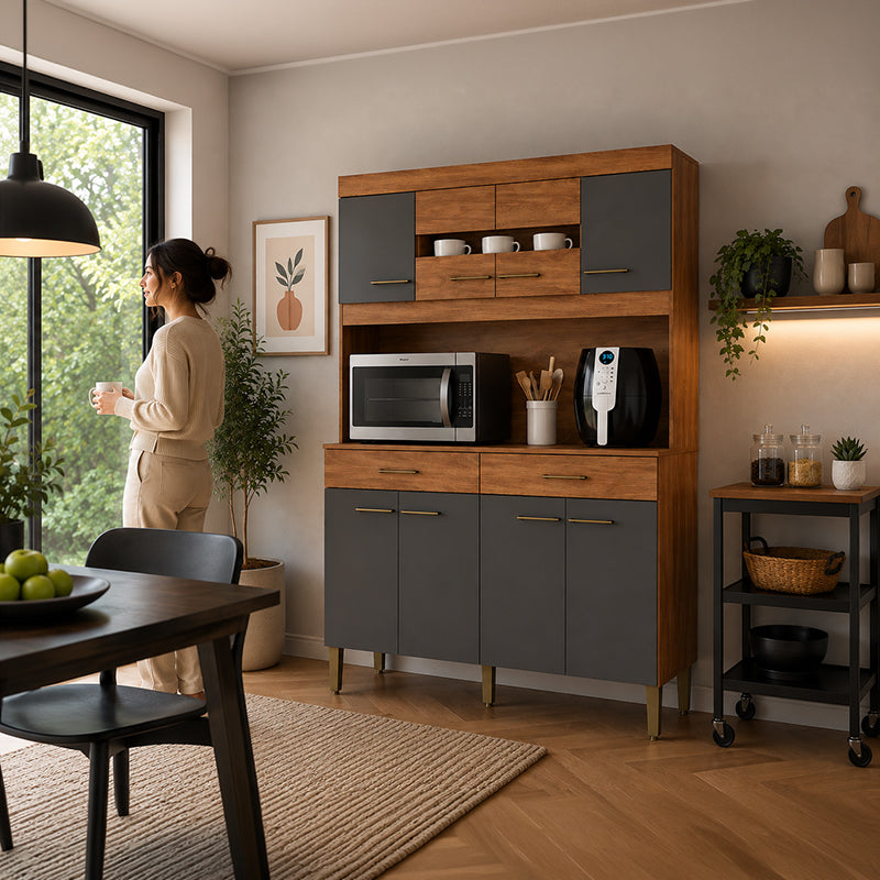 Kit Cocina Laura Grafito 8 Puertas 2 Cajones