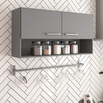Mueble Aéreo New Evandro Grafito 1o5 Cm