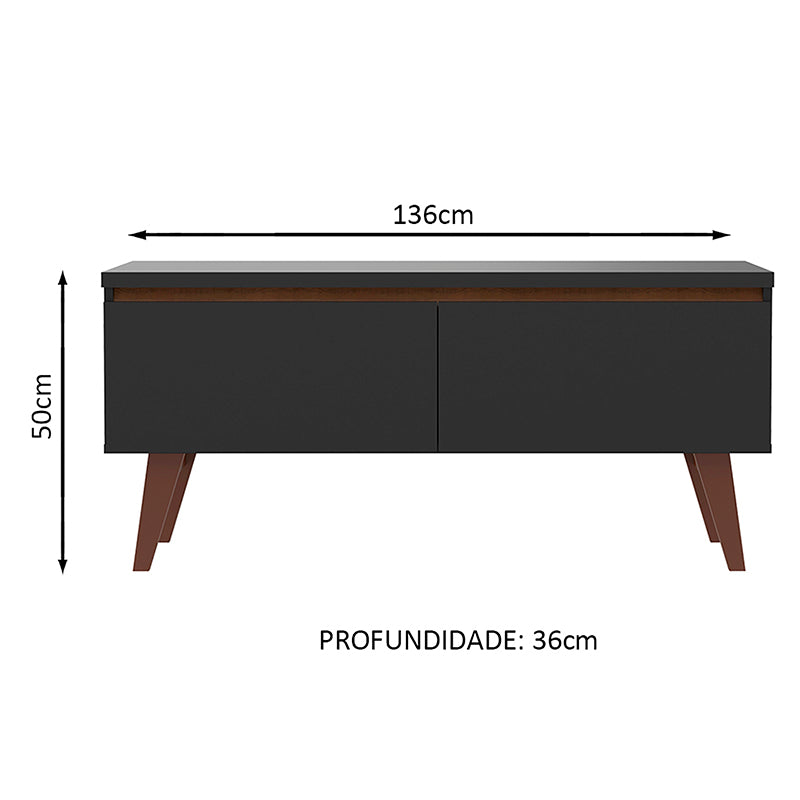 Rack TV Le Mans Oscuro 2 Puertas Hasta TV de 55"