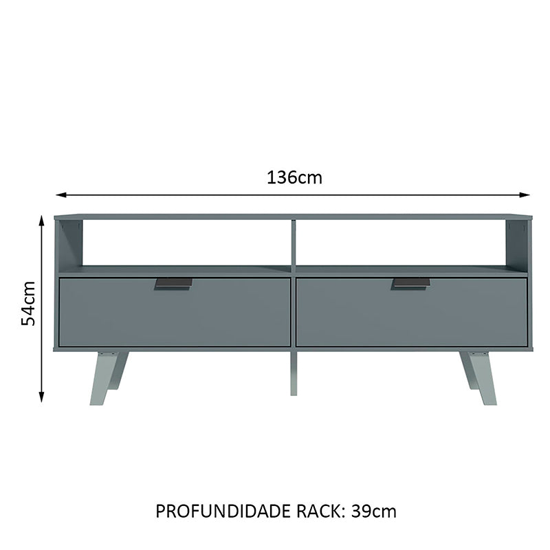Rack TV Oslo Gris 2 Puertas Hasta TV de 55"