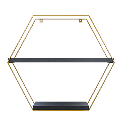 Repisa Hexagonal Dorado Negro