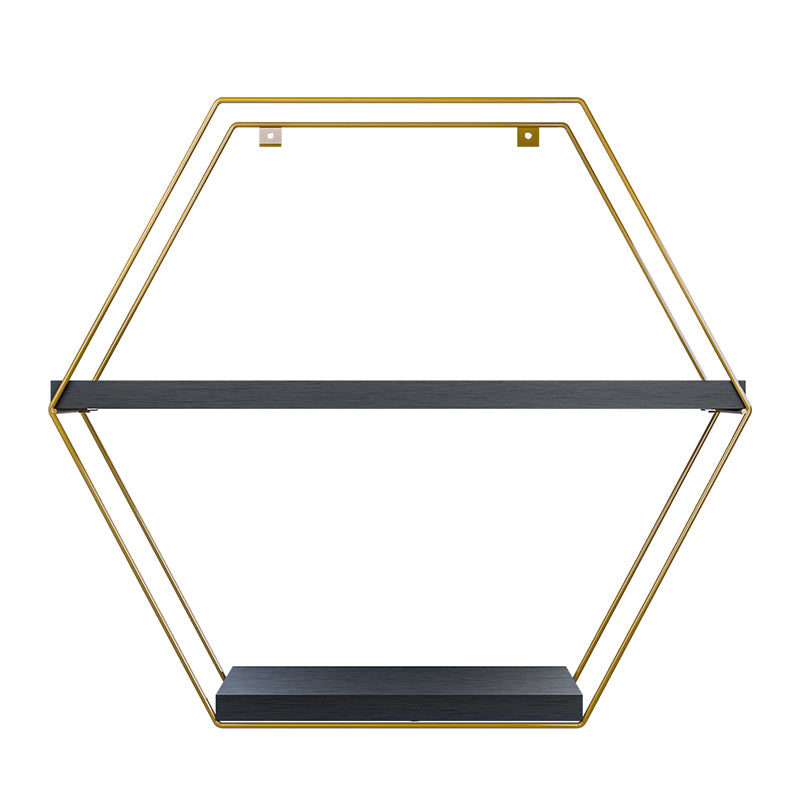 Repisa Hexagonal Dorado Negro