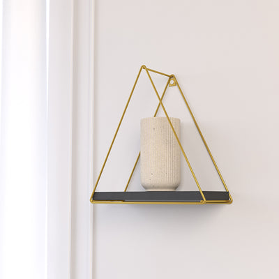 Repisa Triangular Dorado Negro 25x10x25