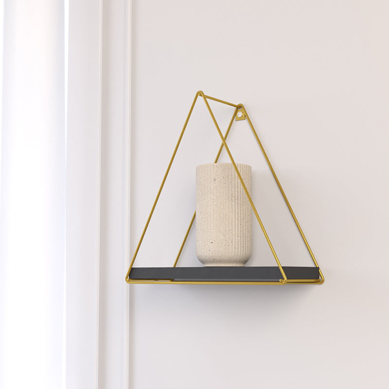 Repisa Triangular Dorado Negro 25x10x25
