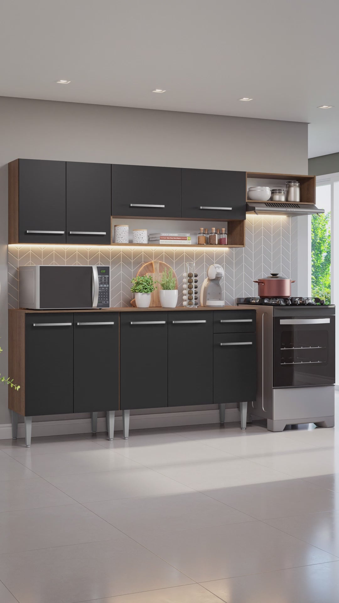 Cargar video: Cocina Modular Emilly Oscuro