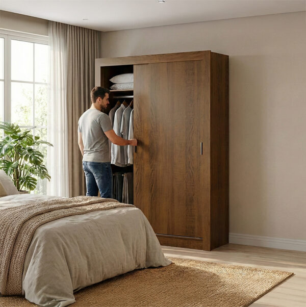 Closet Denver 2P vista frontal – closet con puertas corredizas para dormitorio - humanizado